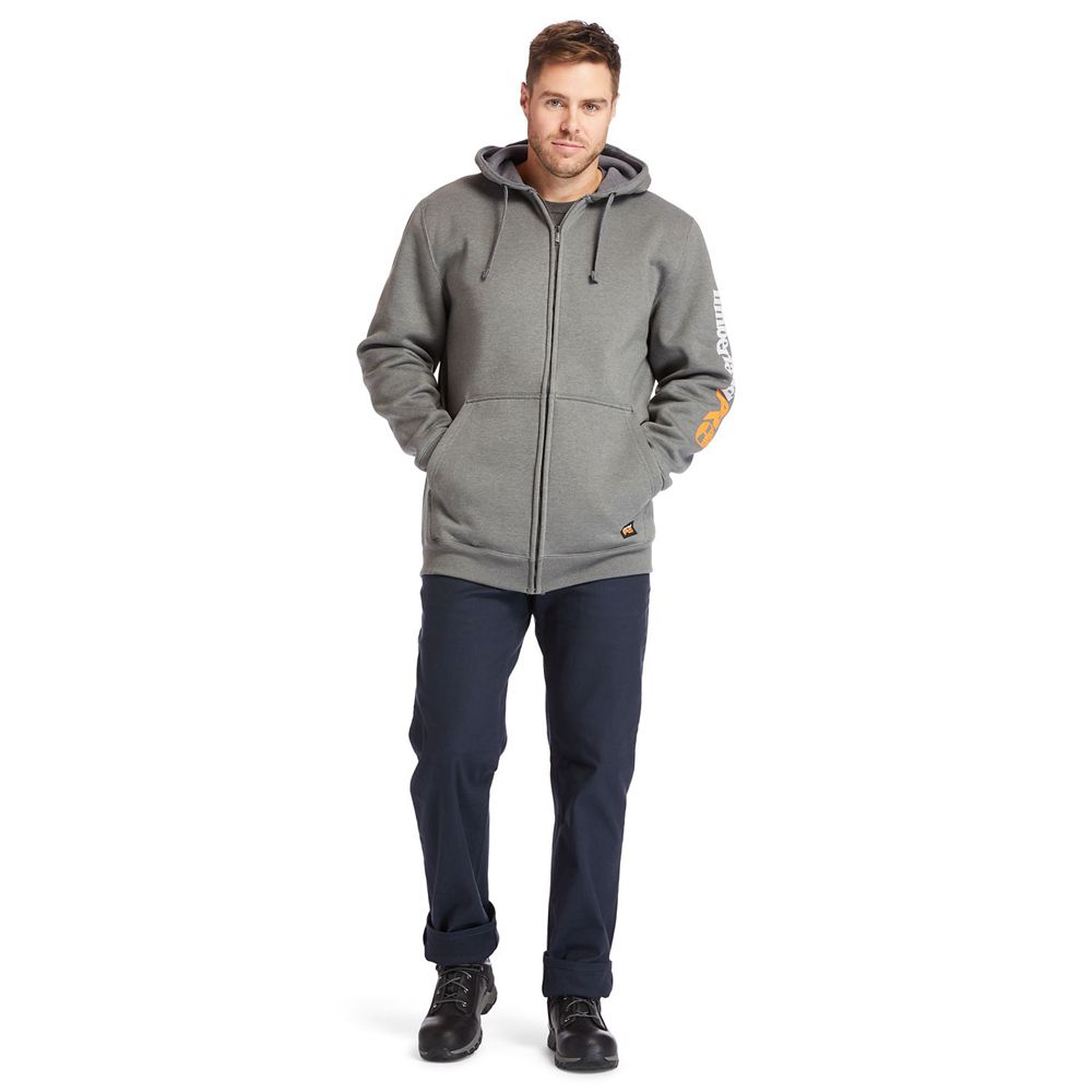 Timberland Mens Sweatshirts PRO® Big & Tall Hood Honcho Full-Zip Hoodie - Grey - India DF1203965